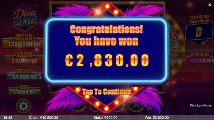 Diva Las Vegas - eindscore voor de sessie